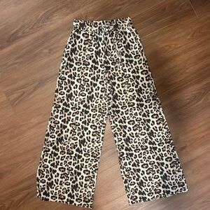 Zara Leopard Print Wide-Leg Pants